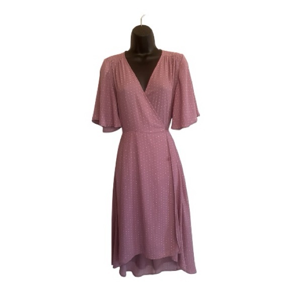 Lulus Elegant Dusty Rose Wrap Midi Dress Size XS - Picture 5 of 11